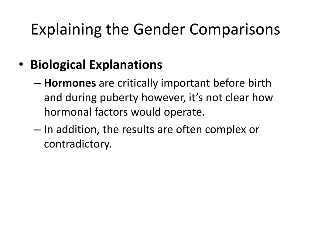 explaining the gender comparisons 1