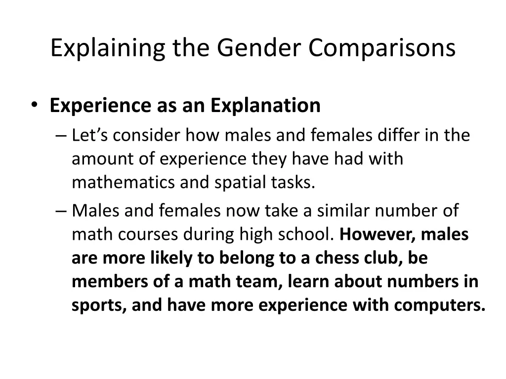 explaining the gender comparisons 4