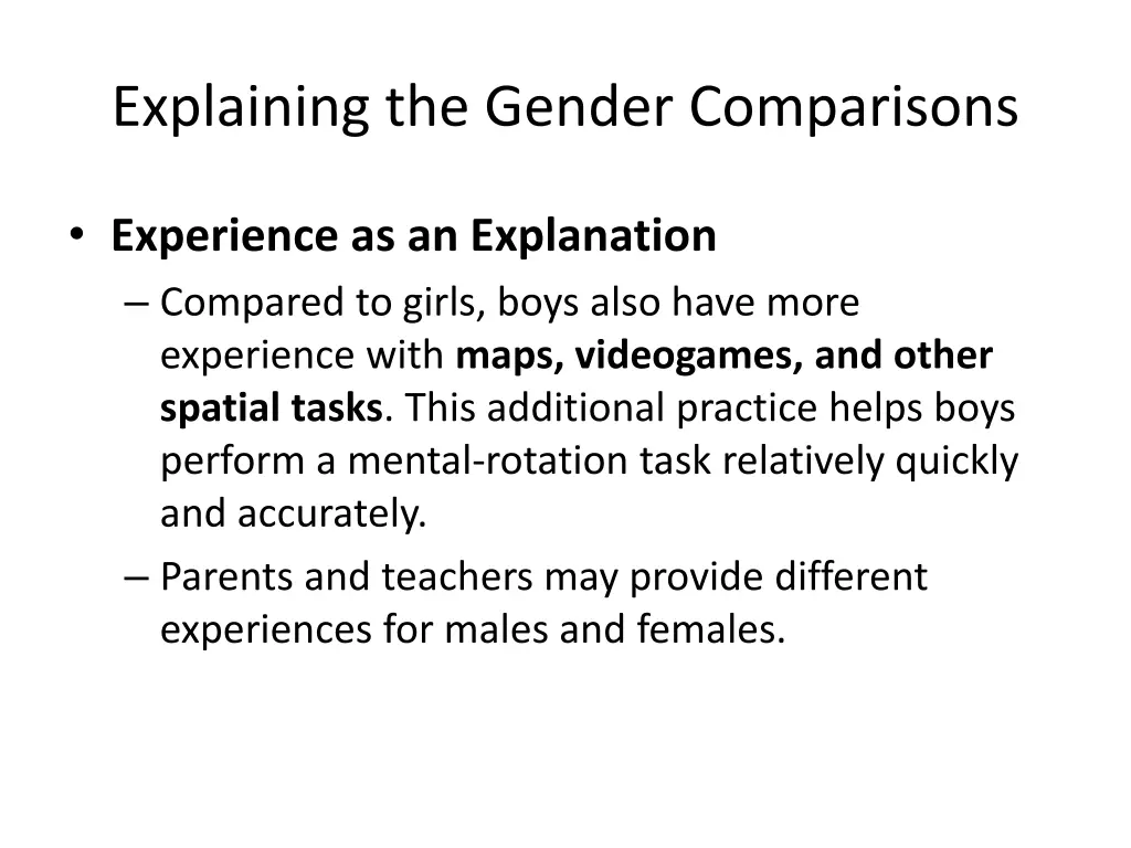 explaining the gender comparisons 5