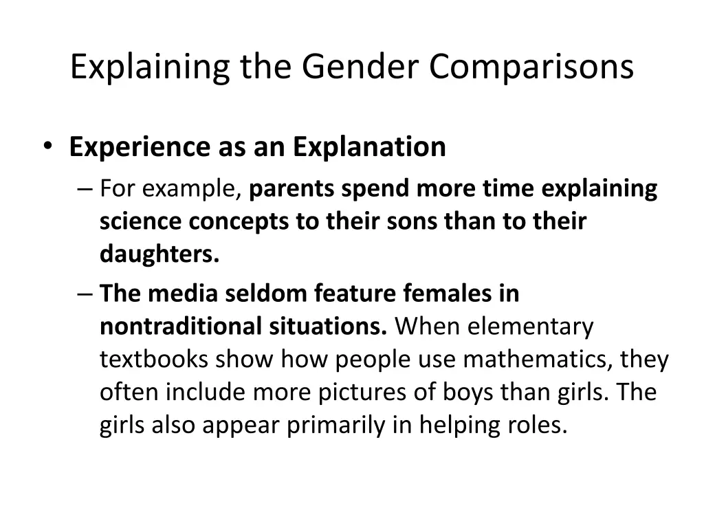 explaining the gender comparisons 6