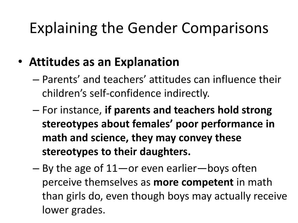 explaining the gender comparisons 7