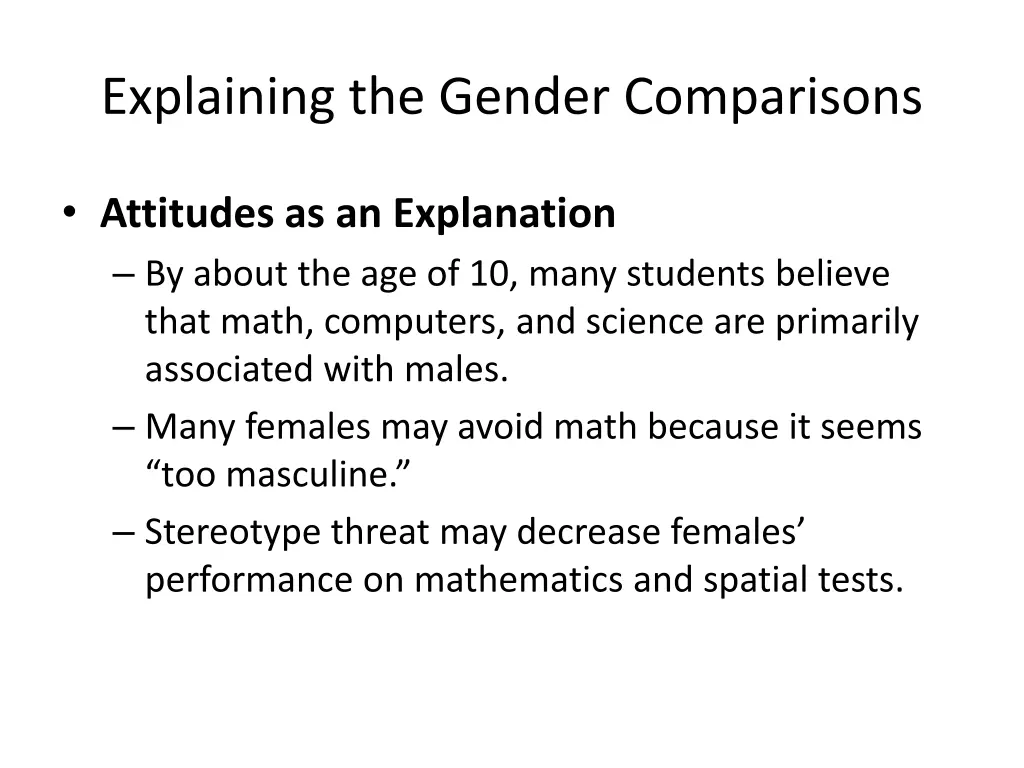 explaining the gender comparisons 8
