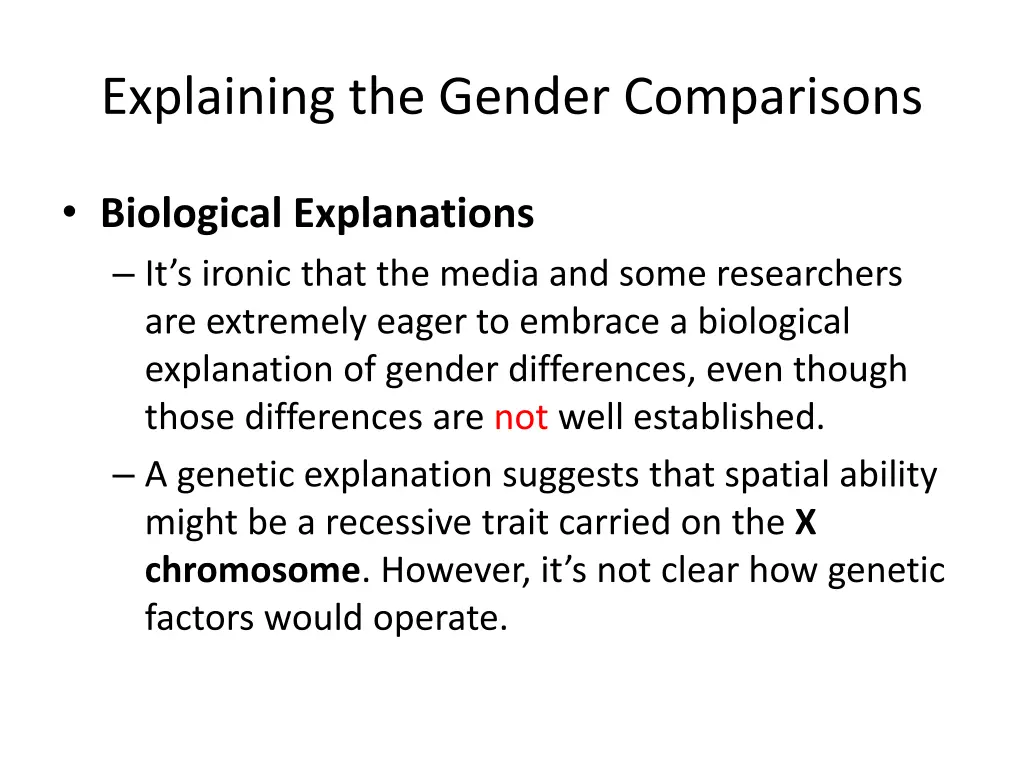 explaining the gender comparisons