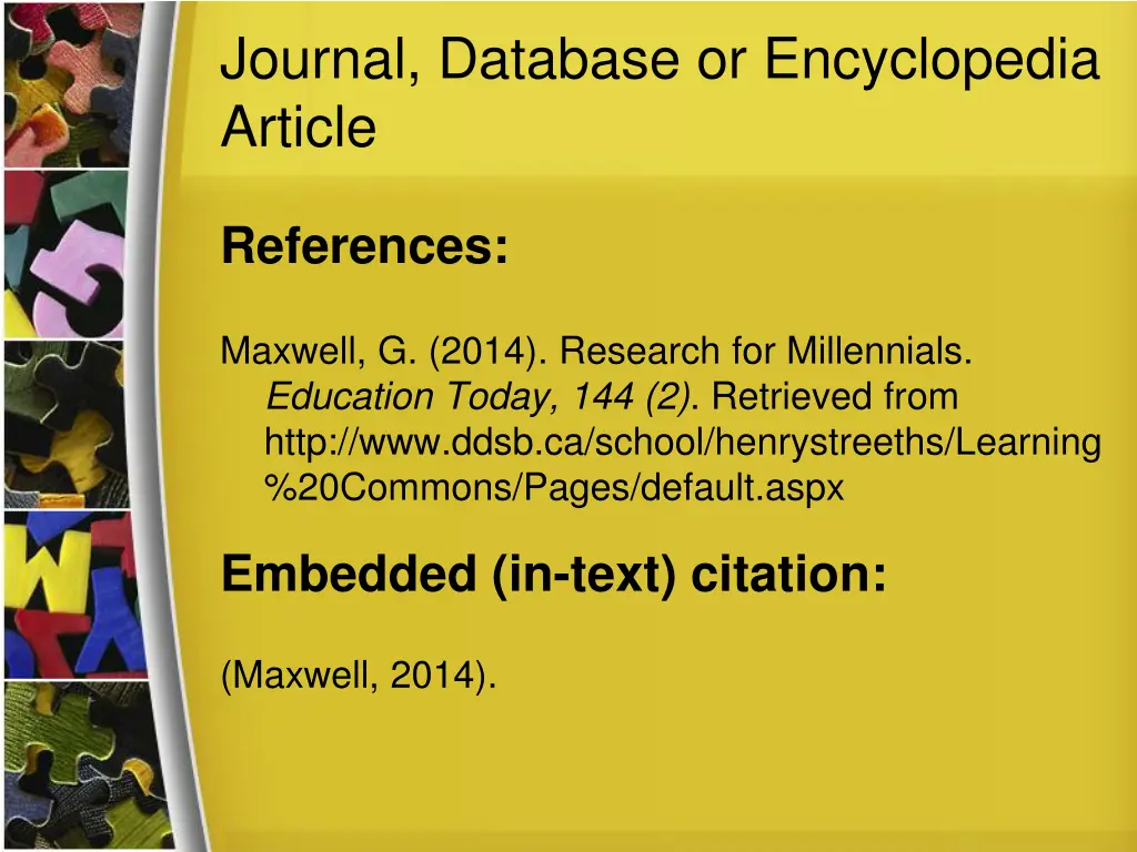journal database or encyclopedia article 1