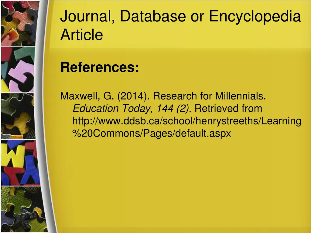 journal database or encyclopedia article 8