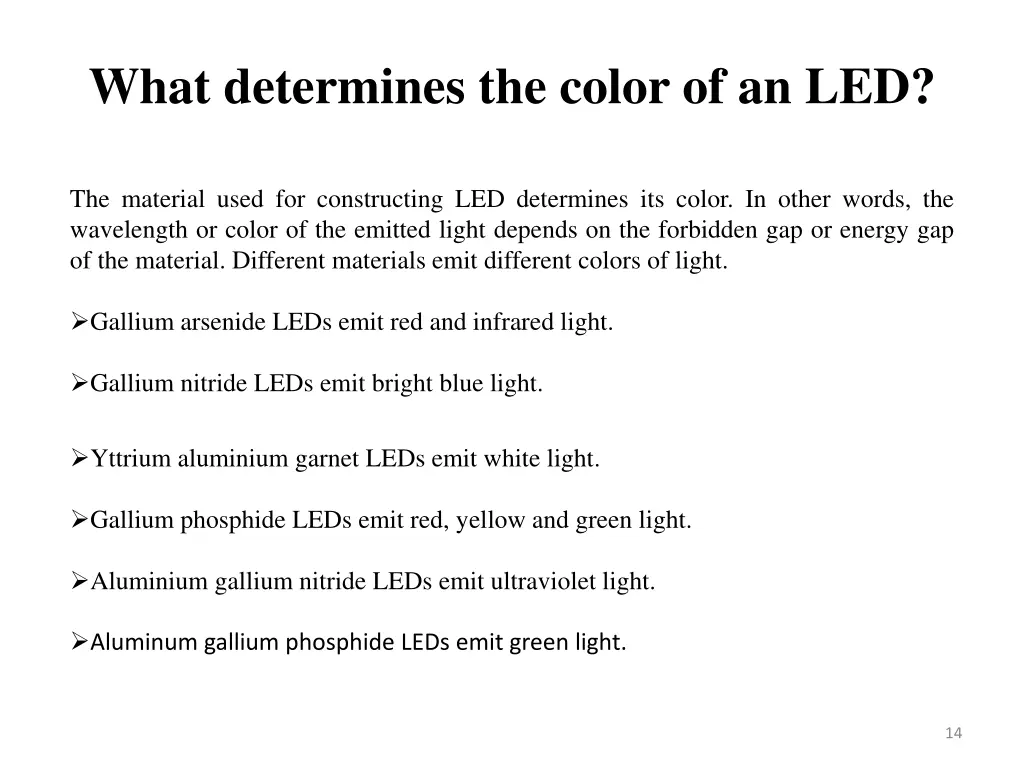 what determines the color of an led