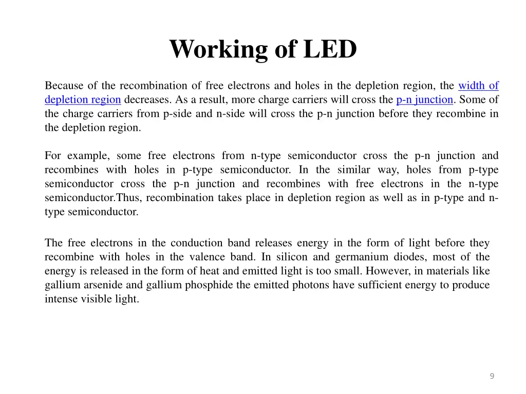 working of led 3