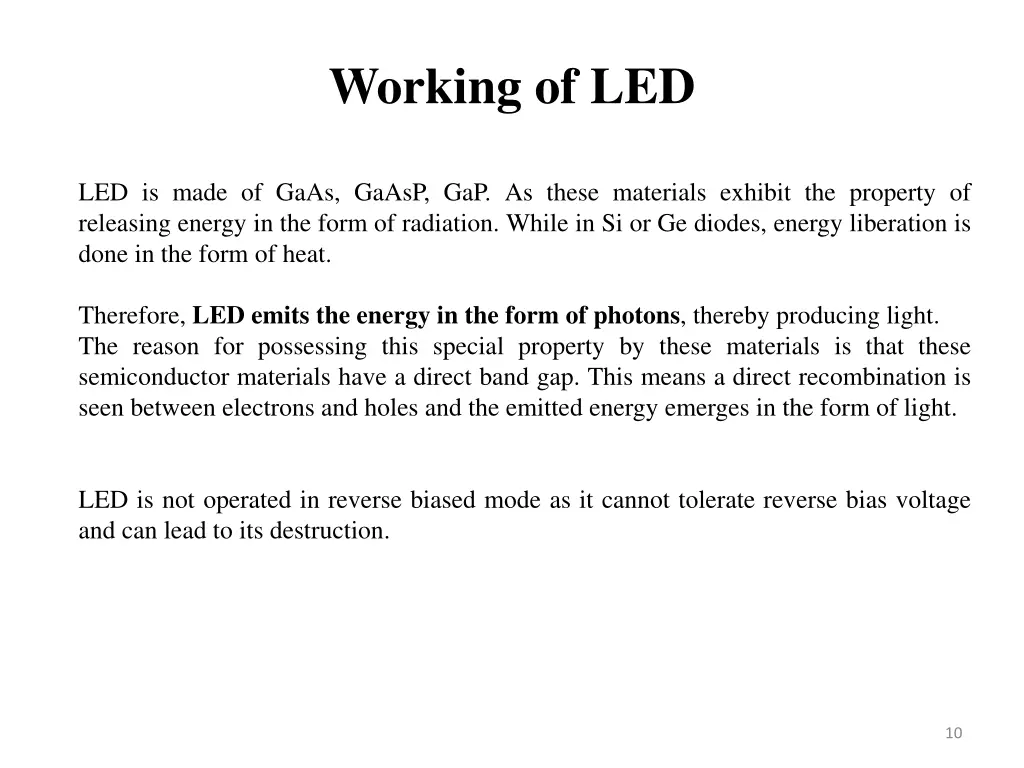 working of led 4