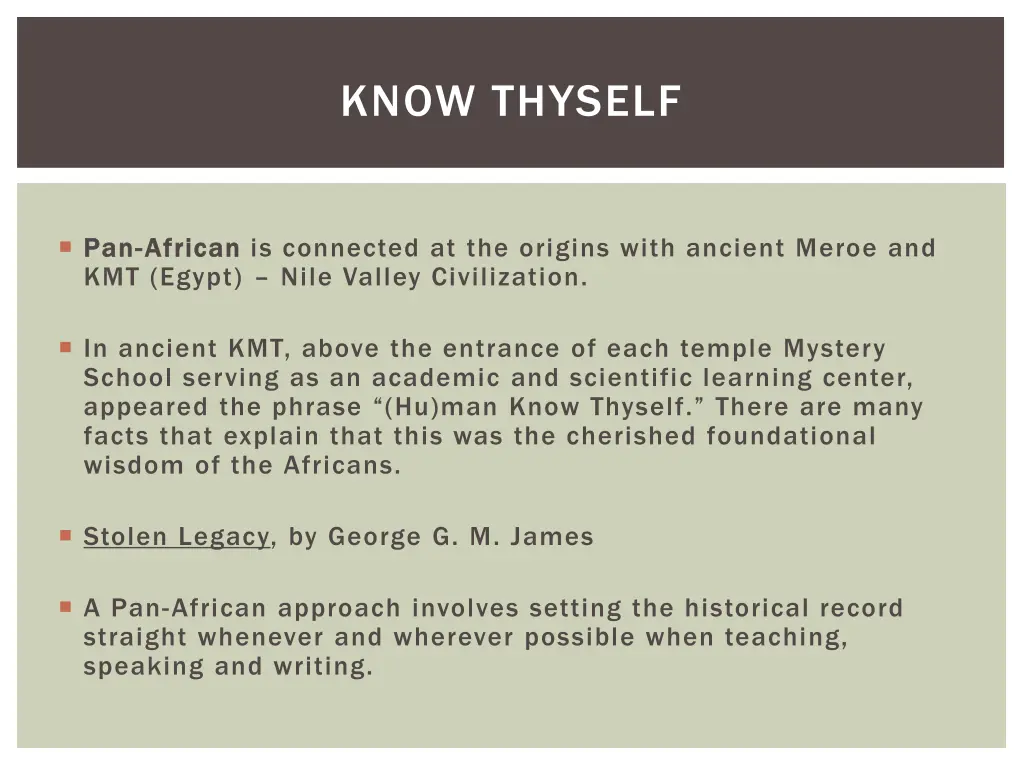 know thyself