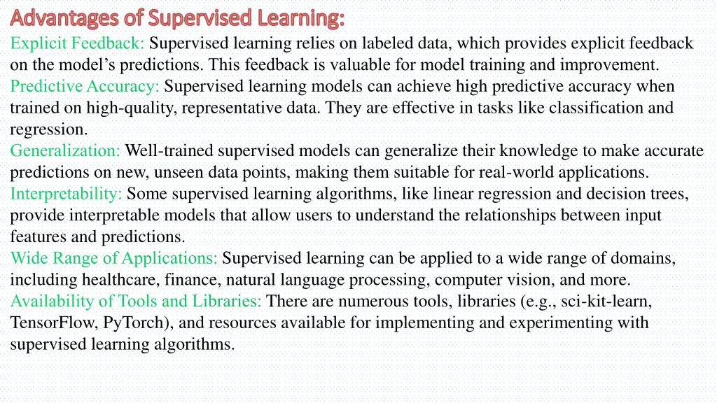 advantages of supervised learning advantages