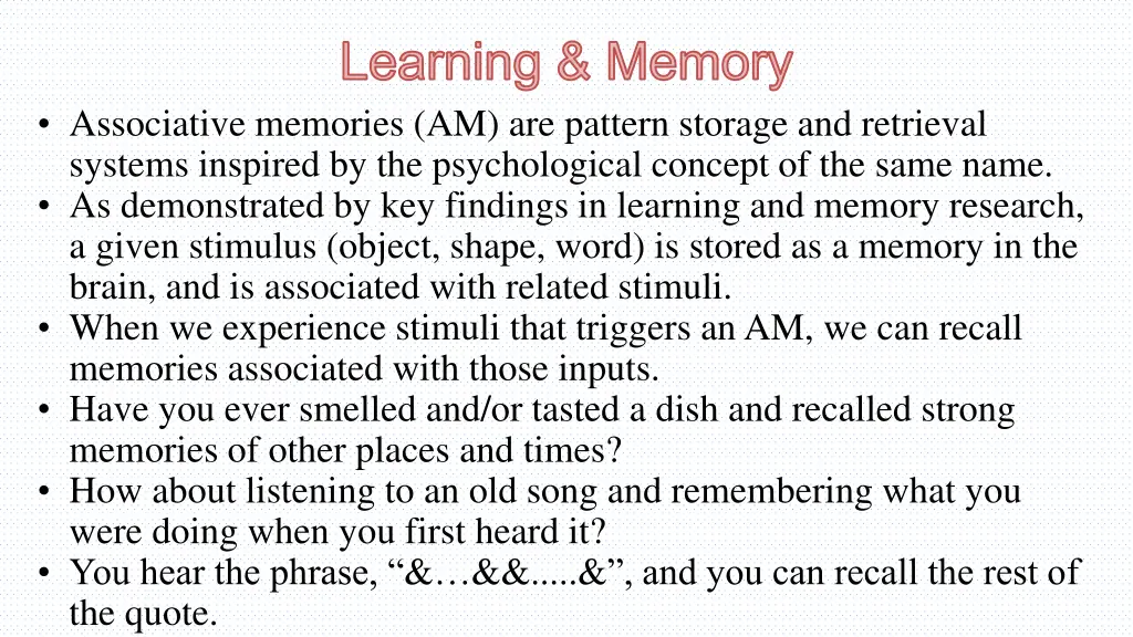 learning memory