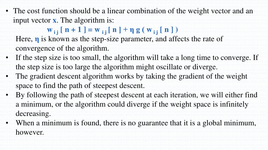 the cost function should be a linear combination