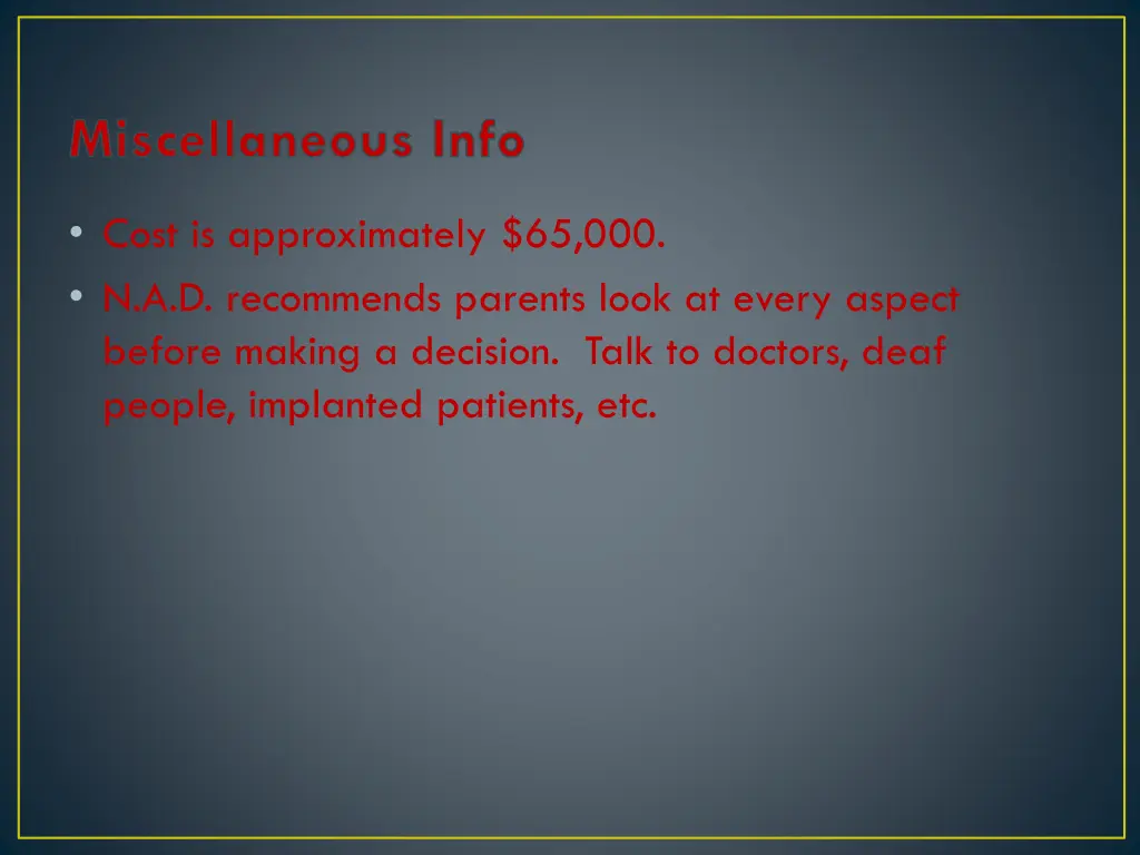miscellaneous info 1