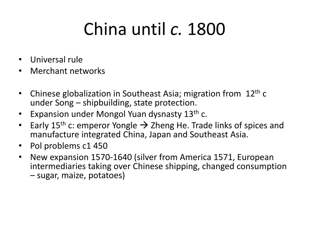 china until c 1800