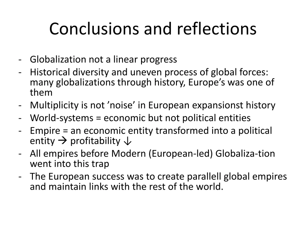 conclusions and reflections