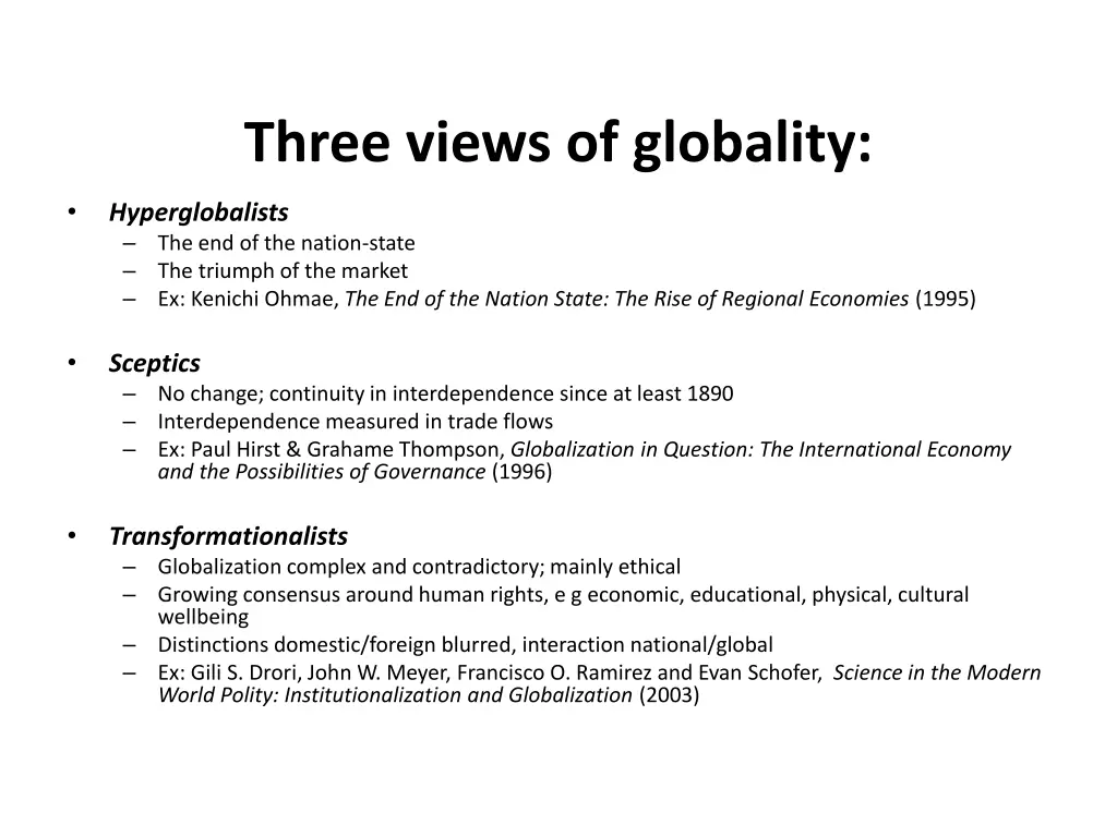 three views of globality