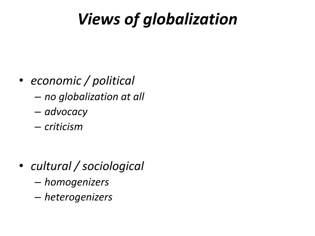 views of globalization