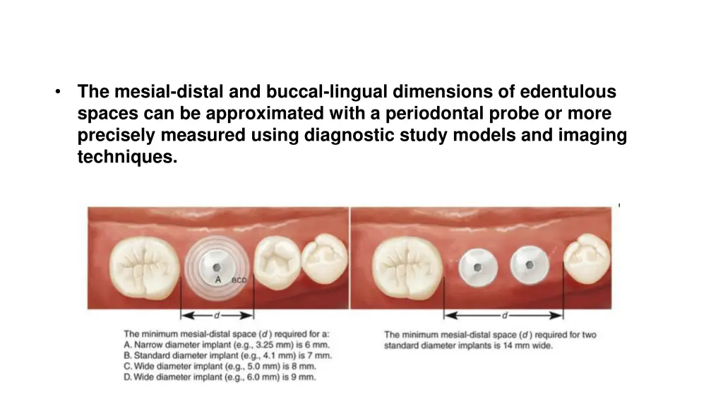 the mesial distal and buccal lingual dimensions