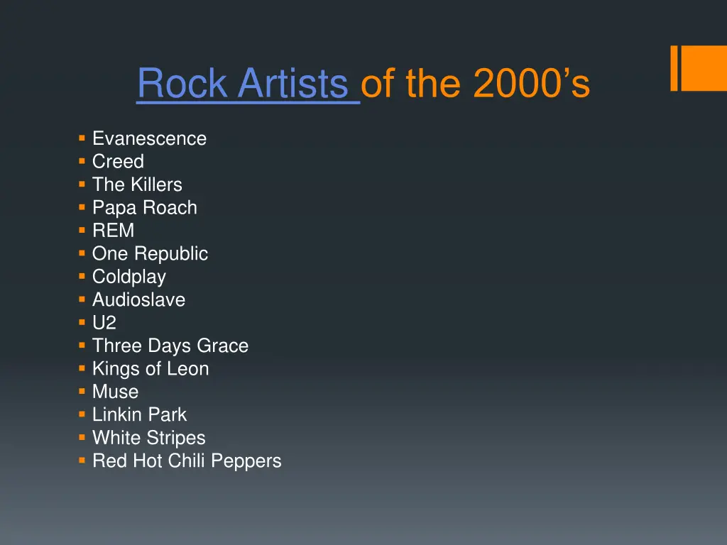 rock artists of the 2000 s