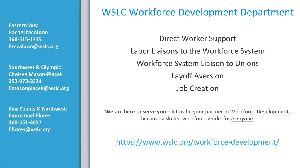 wslc workforce development department