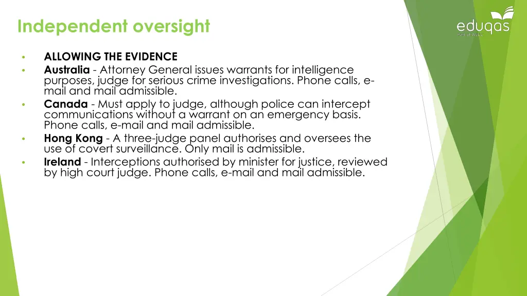 independent oversight