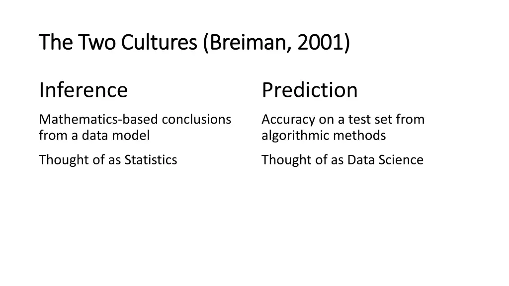 the two cultures the two cultures breiman