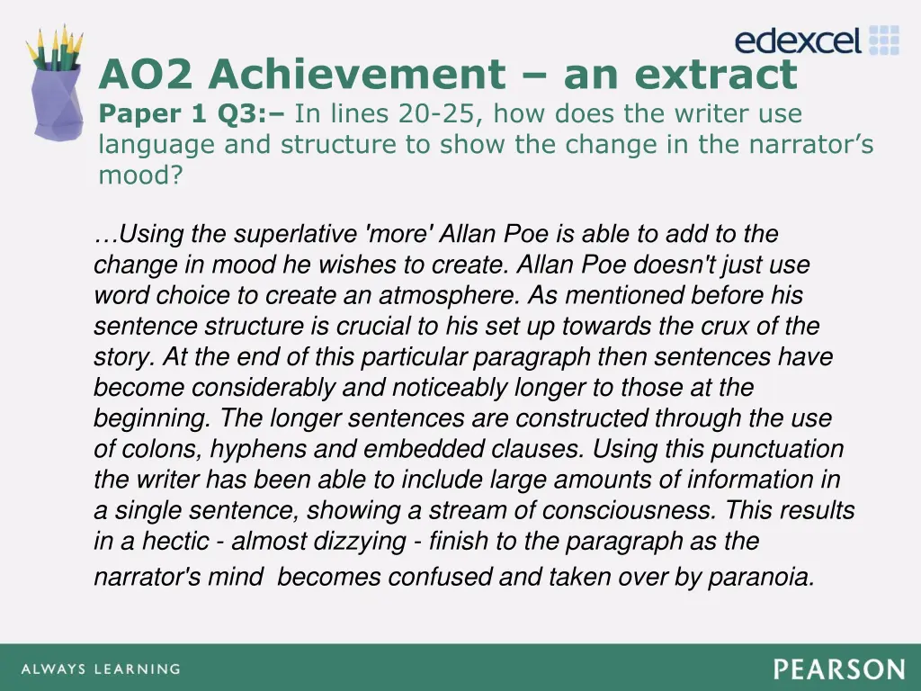 ao2 achievement an extract paper 1 q3 in lines