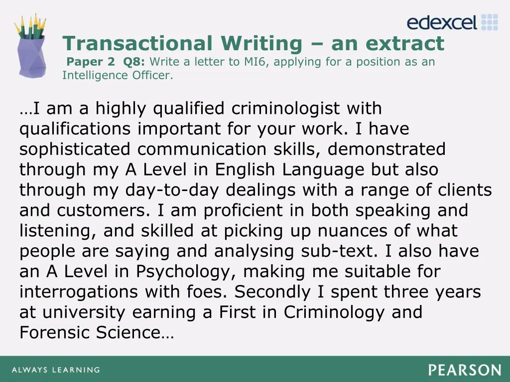 transactional writing an extract paper 2 q8 write