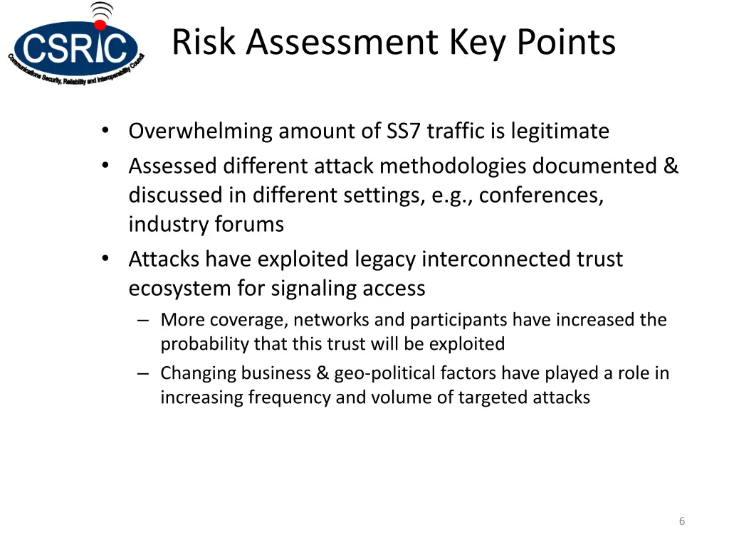 risk assessment key points