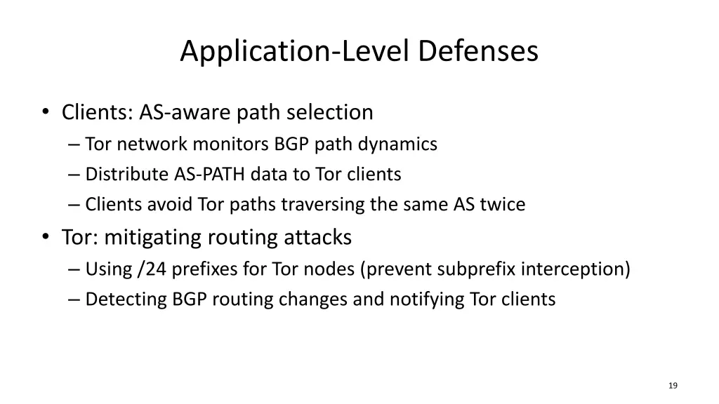 application level defenses