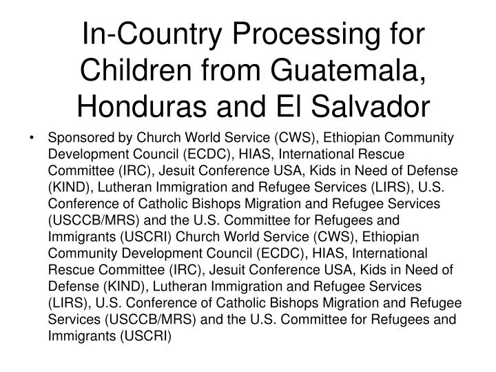 in country processing for children from guatemala