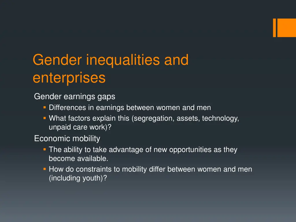 gender inequalities and enterprises