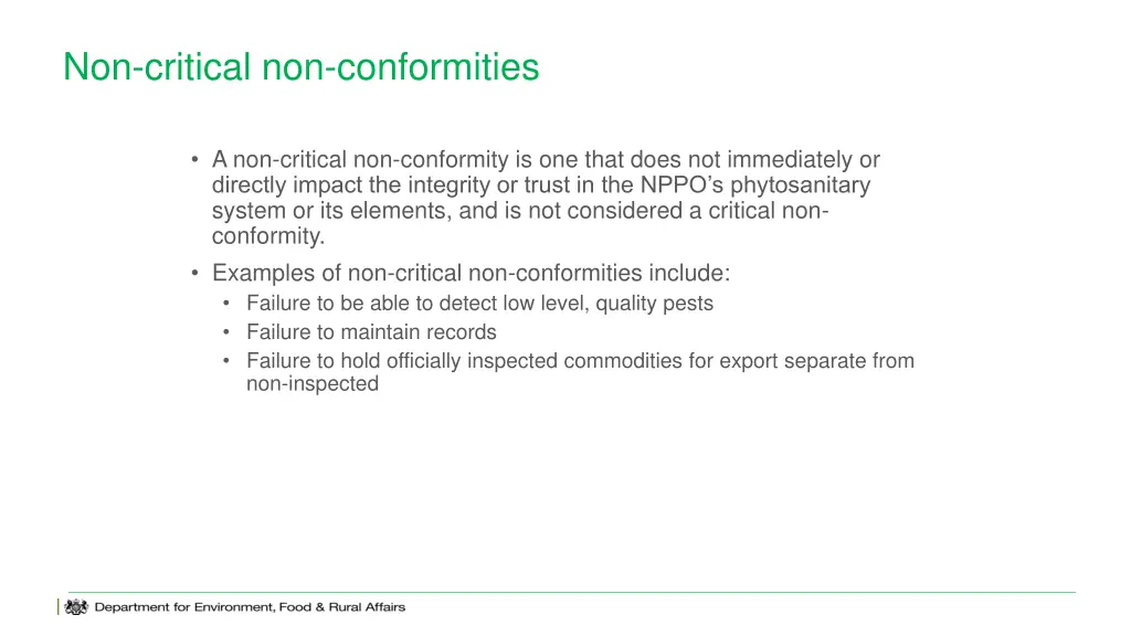 non critical non conformities