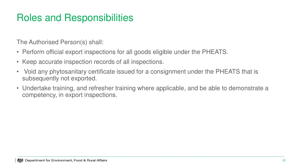 roles and responsibilities