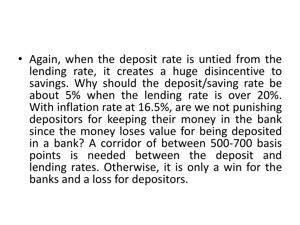 again when the deposit rate is untied from