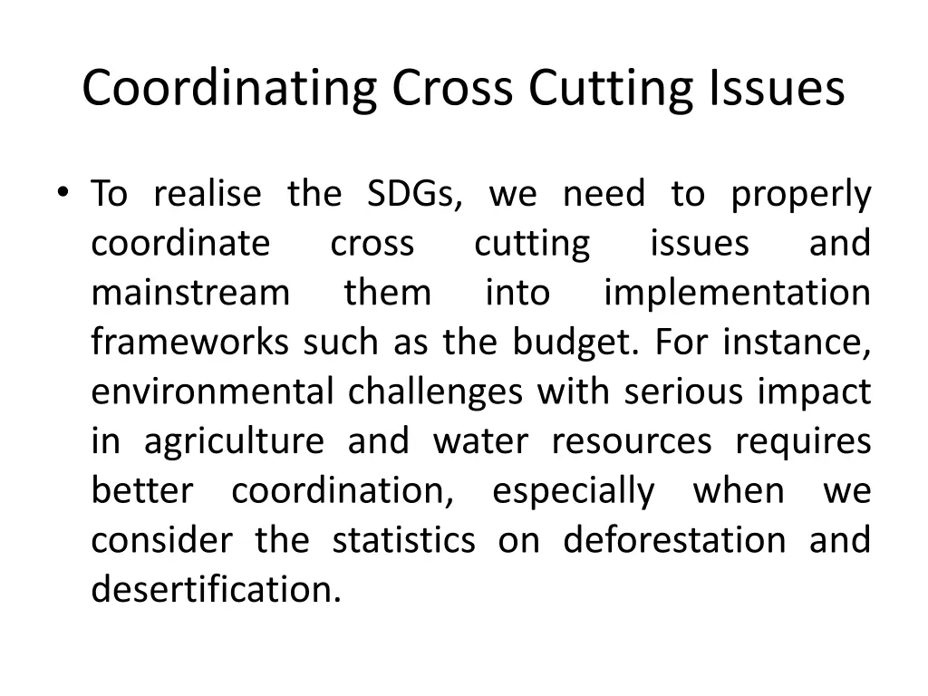 coordinating cross cutting issues