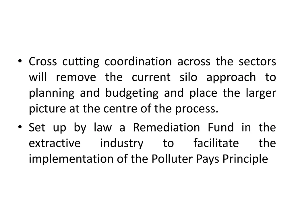 cross cutting coordination across the sectors