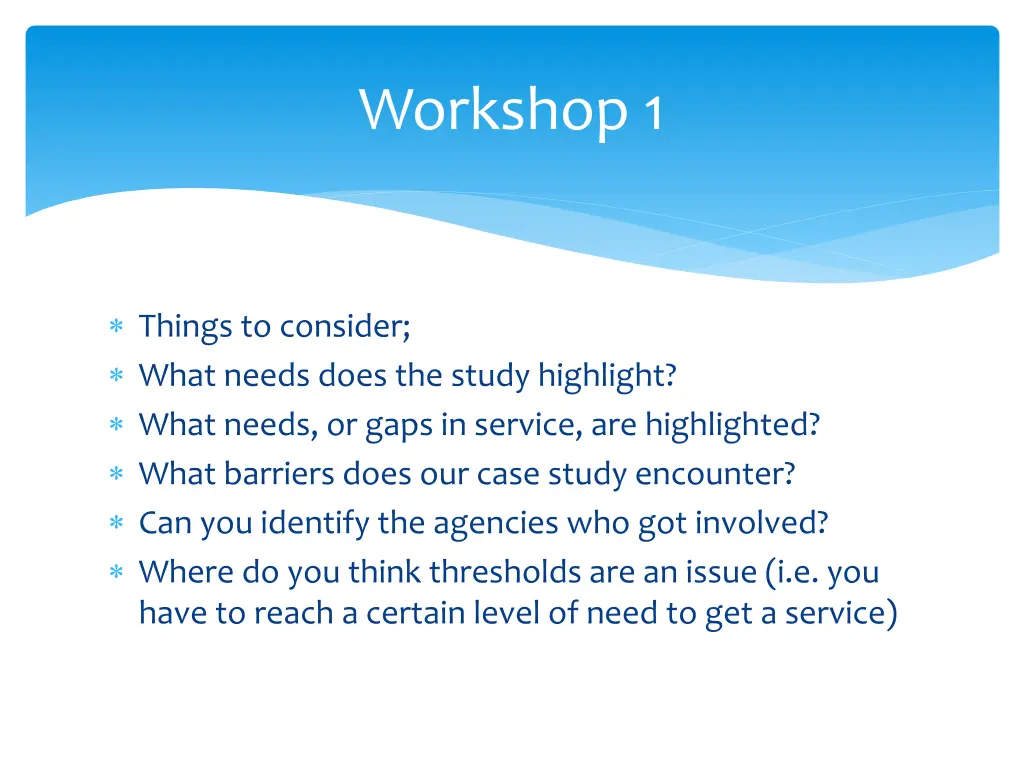 workshop 1