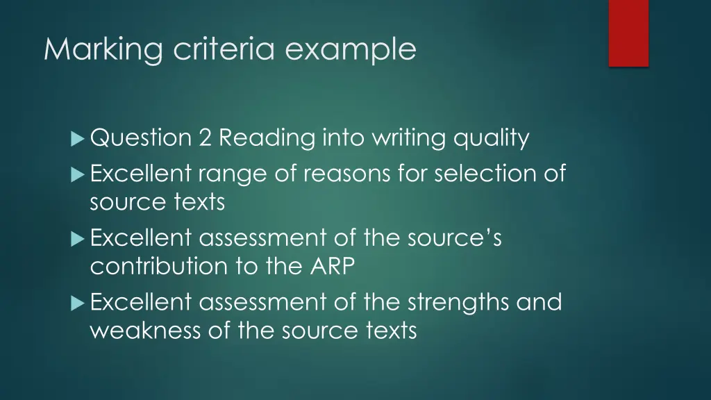 marking criteria example 1
