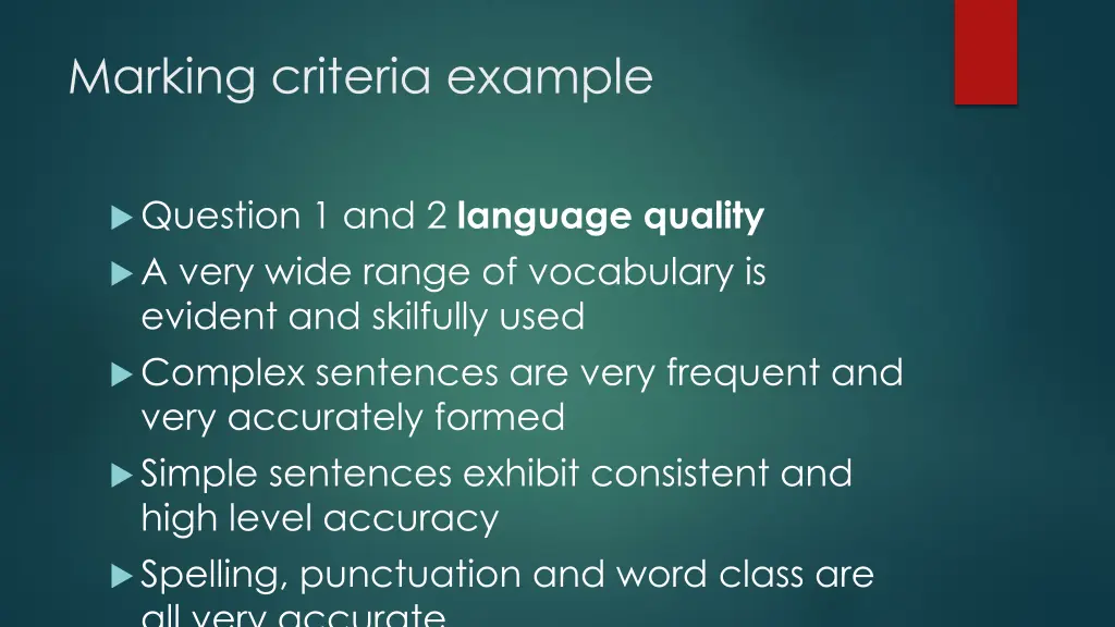 marking criteria example 2