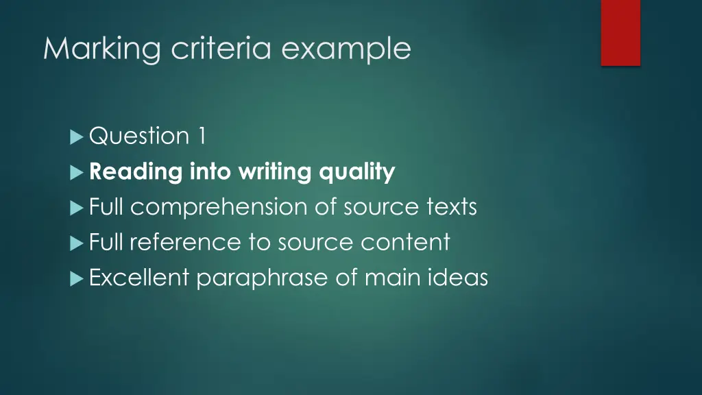 marking criteria example
