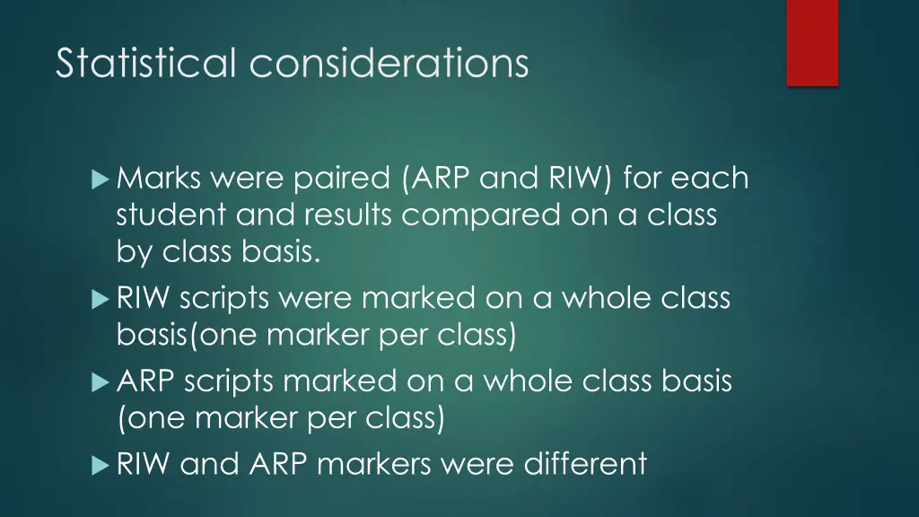 statistical considerations