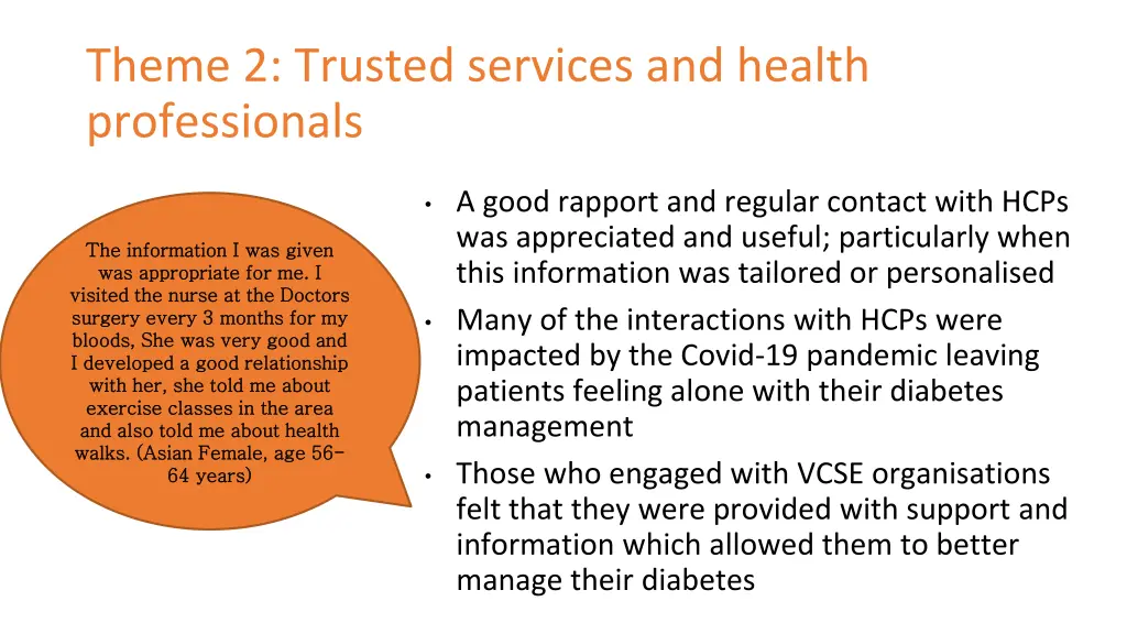 theme 2 trusted services and health professionals