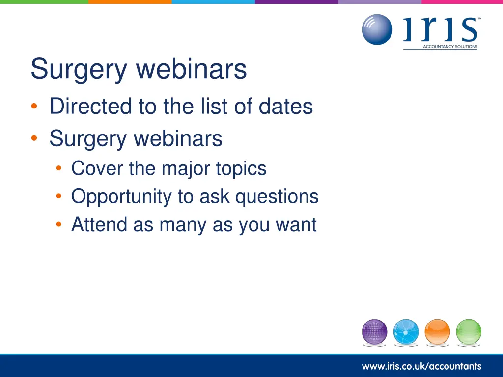 surgery webinars directed to the list of dates
