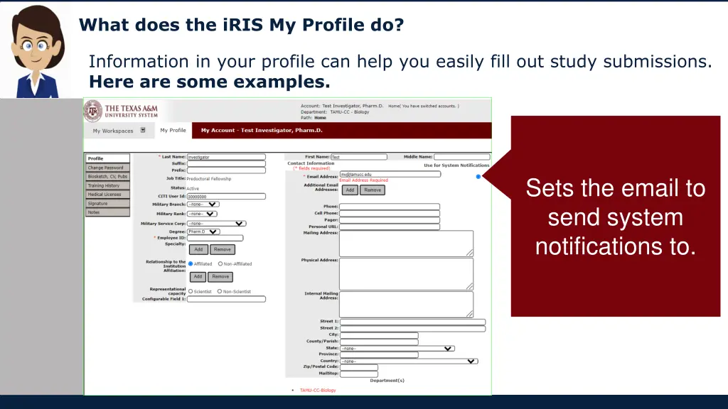 what does the iris my profile do 1
