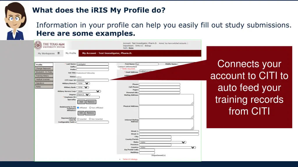 what does the iris my profile do 3