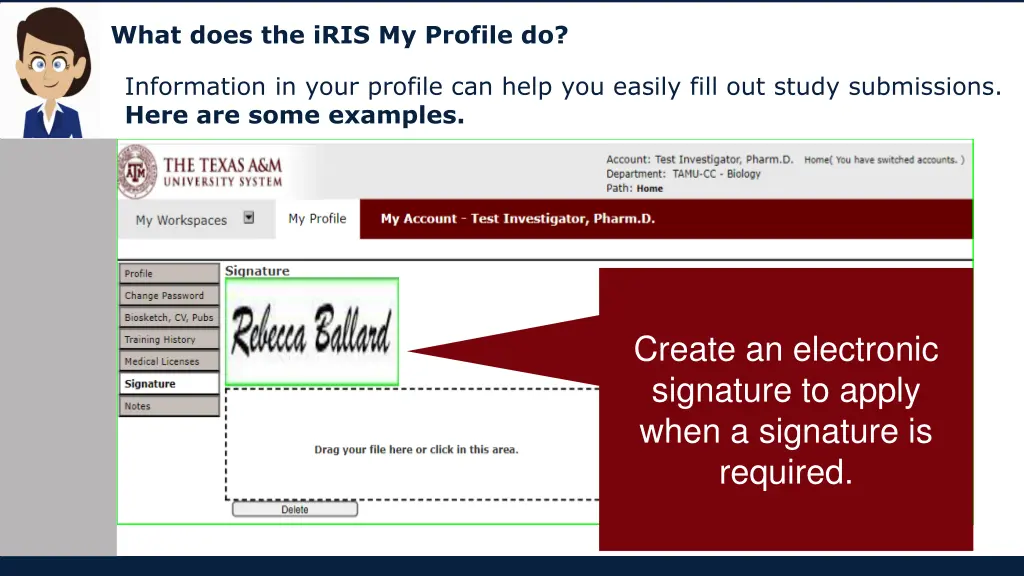 what does the iris my profile do 6