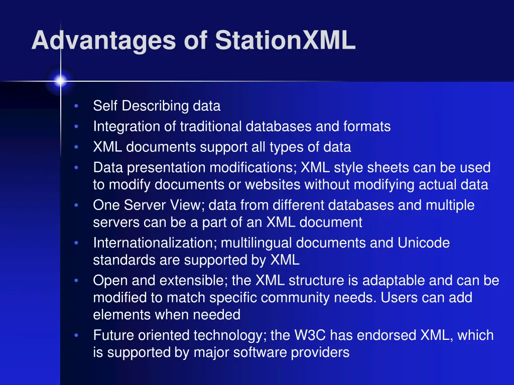advantages of stationxml