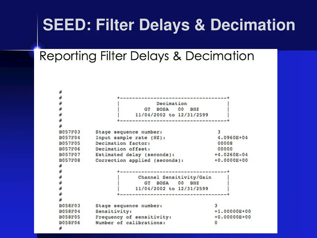 seed filter delays decimation