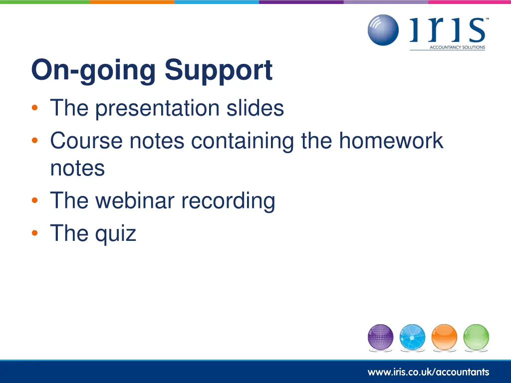 on going support the presentation slides course